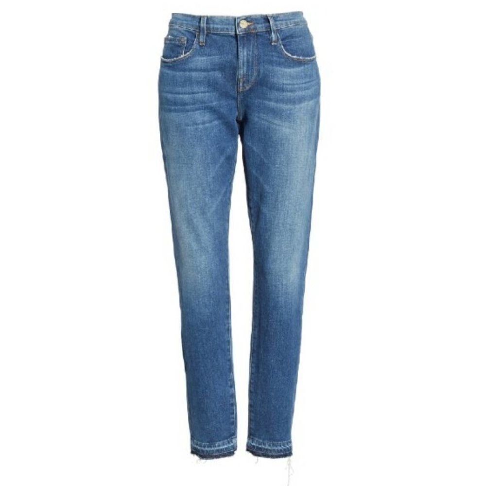 FRAME Size 25 Le Garcon Release Hem Crop Boyfriend Jeans - Picture 1 of 15